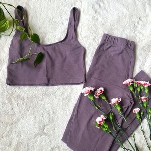 LA apparel amethyst leggings and crop top set